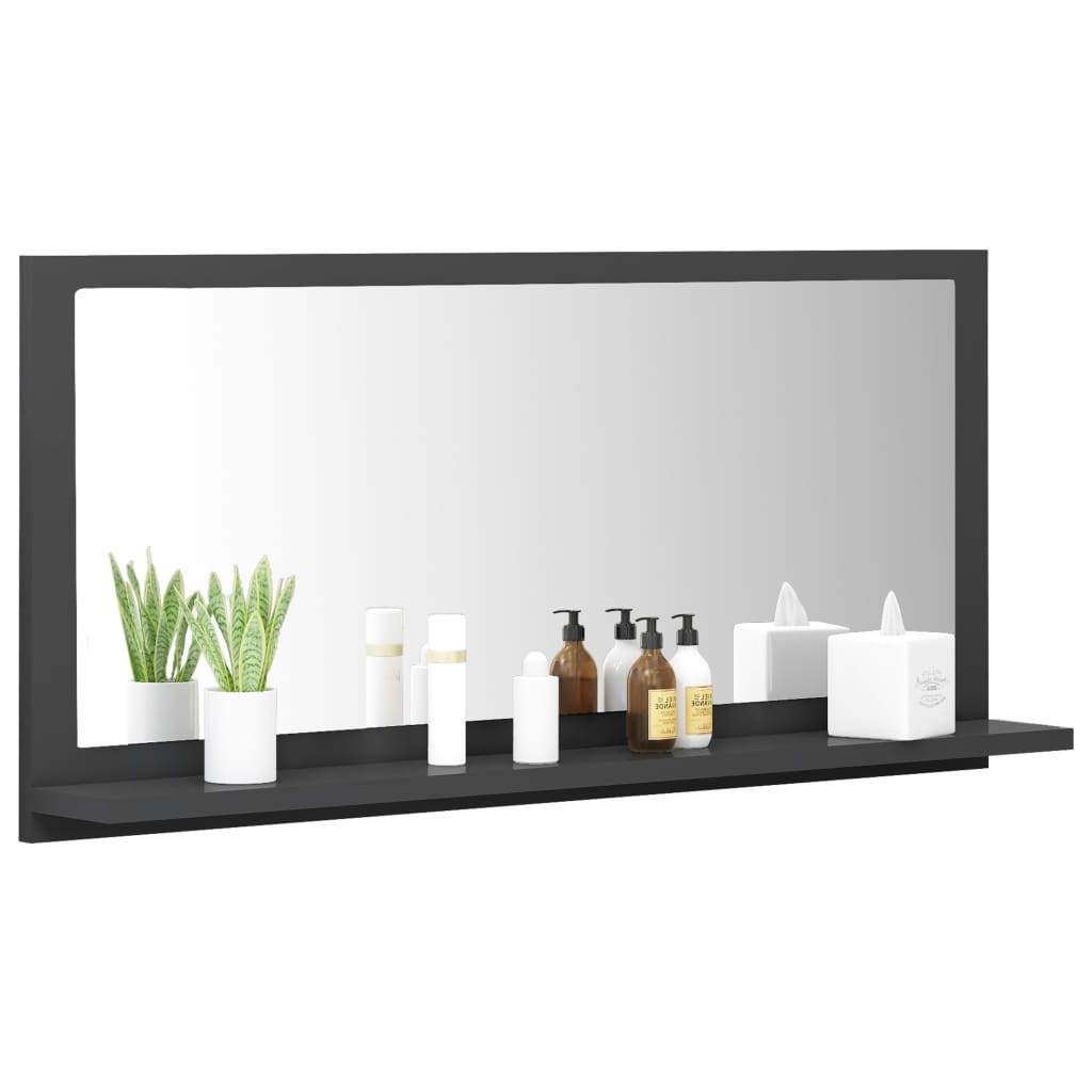 vidaXL Oglindă de baie, gri, 80 x 10,5 x 37 cm, PAL