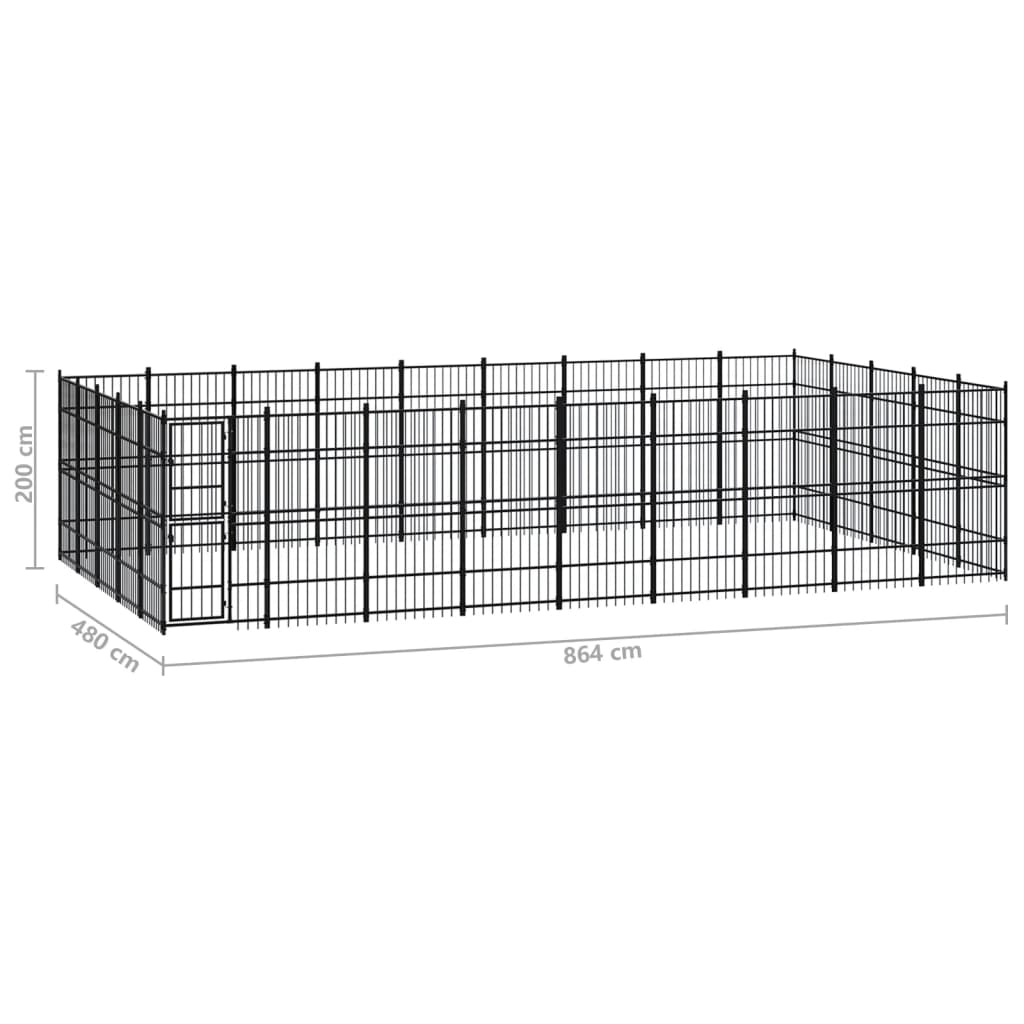 vidaXL Padoc pentru câini de exterior, 41,47 m², oțel