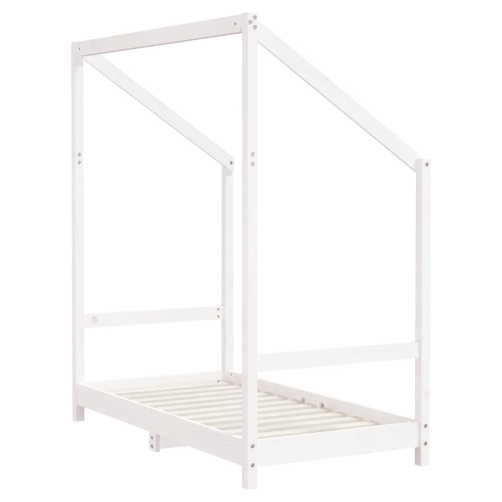 vidaXL Cadru de pat pentru copii, alb, 2x(70x140) cm, lemn masiv pin
