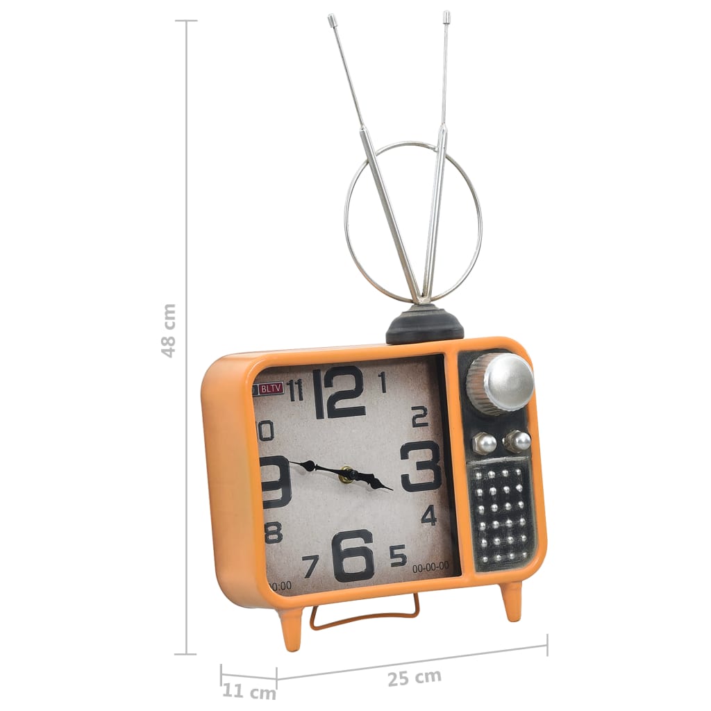 vidaXL Ceas de masă, portocaliu & negru, 25x11x48 cm, fier și MDF