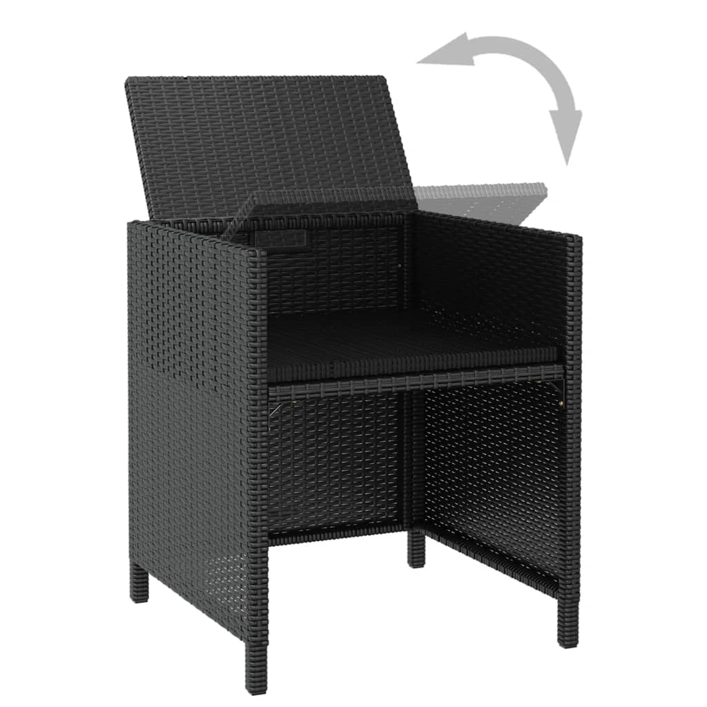 vidaXL Set mobilier de exterior, 5 piese negru, poliratan, lemn acacia