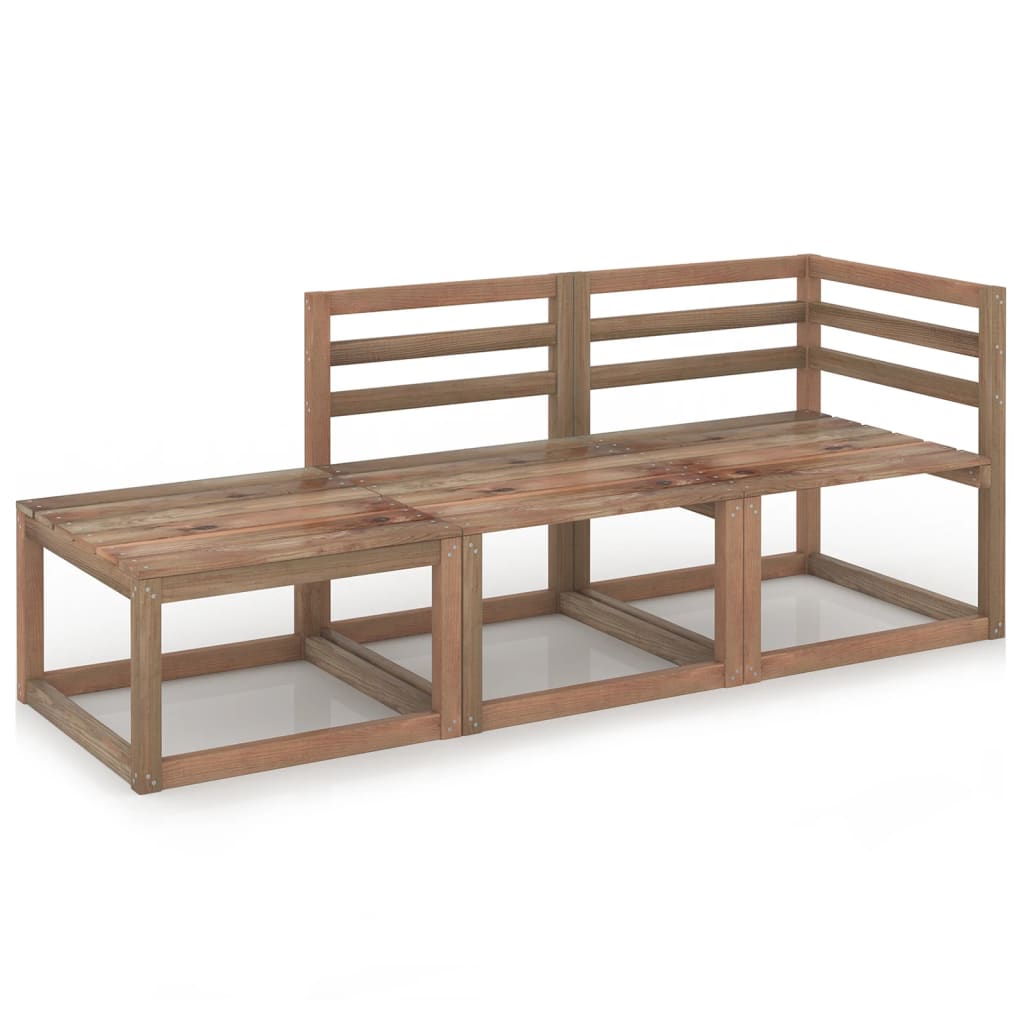 vidaXL Set mobilier de grădină, 3 piese, maro, lemn de pin tratat