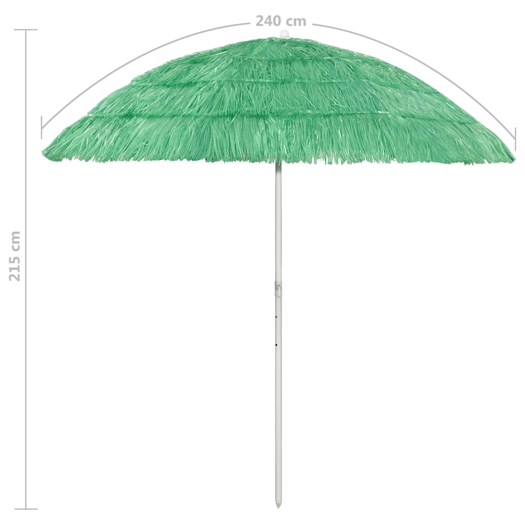 vidaXL Umbrelă de plajă Hawaii, verde, 240 cm