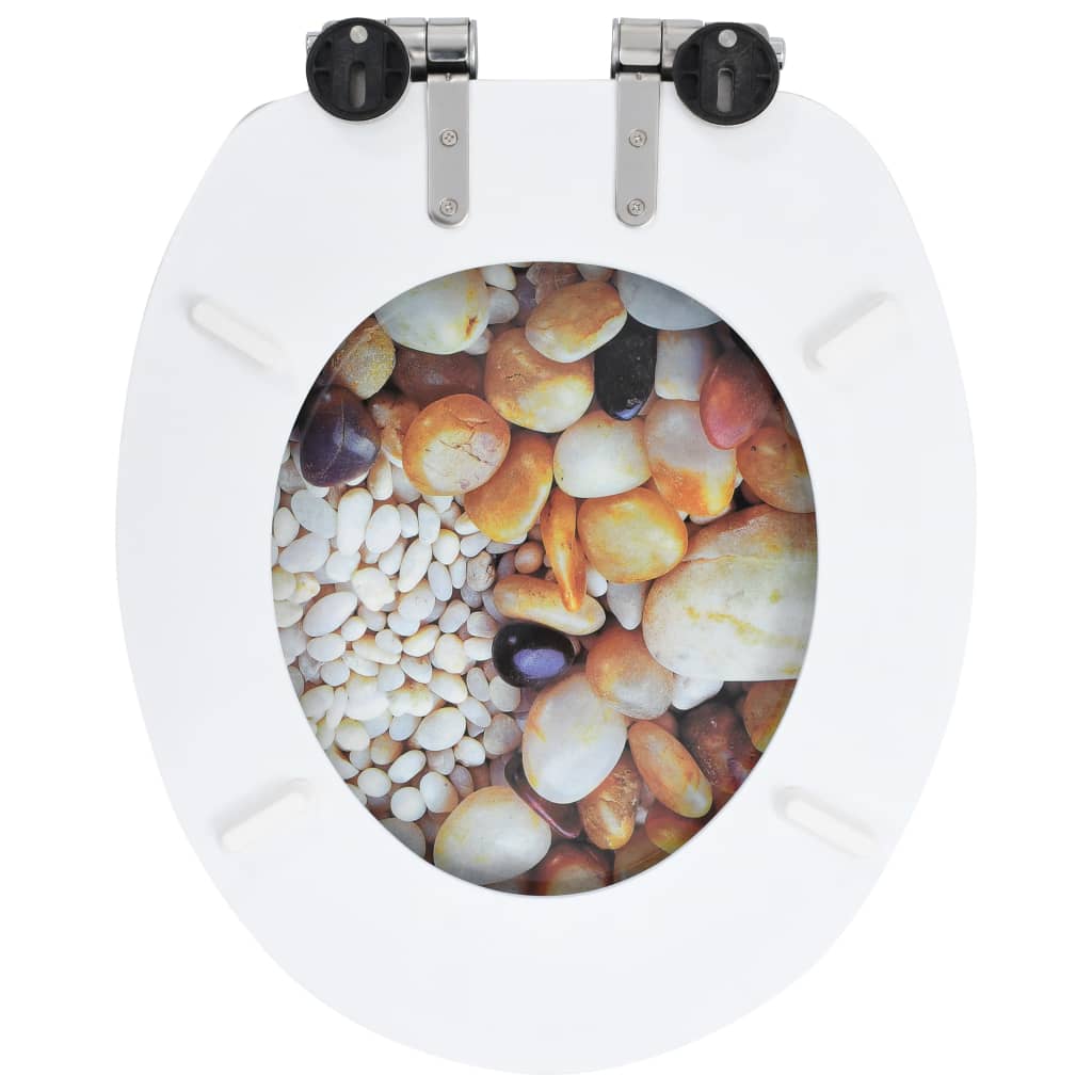 vidaXL Capace WC cu închidere silențioasă 2 buc. MDF design pietricele