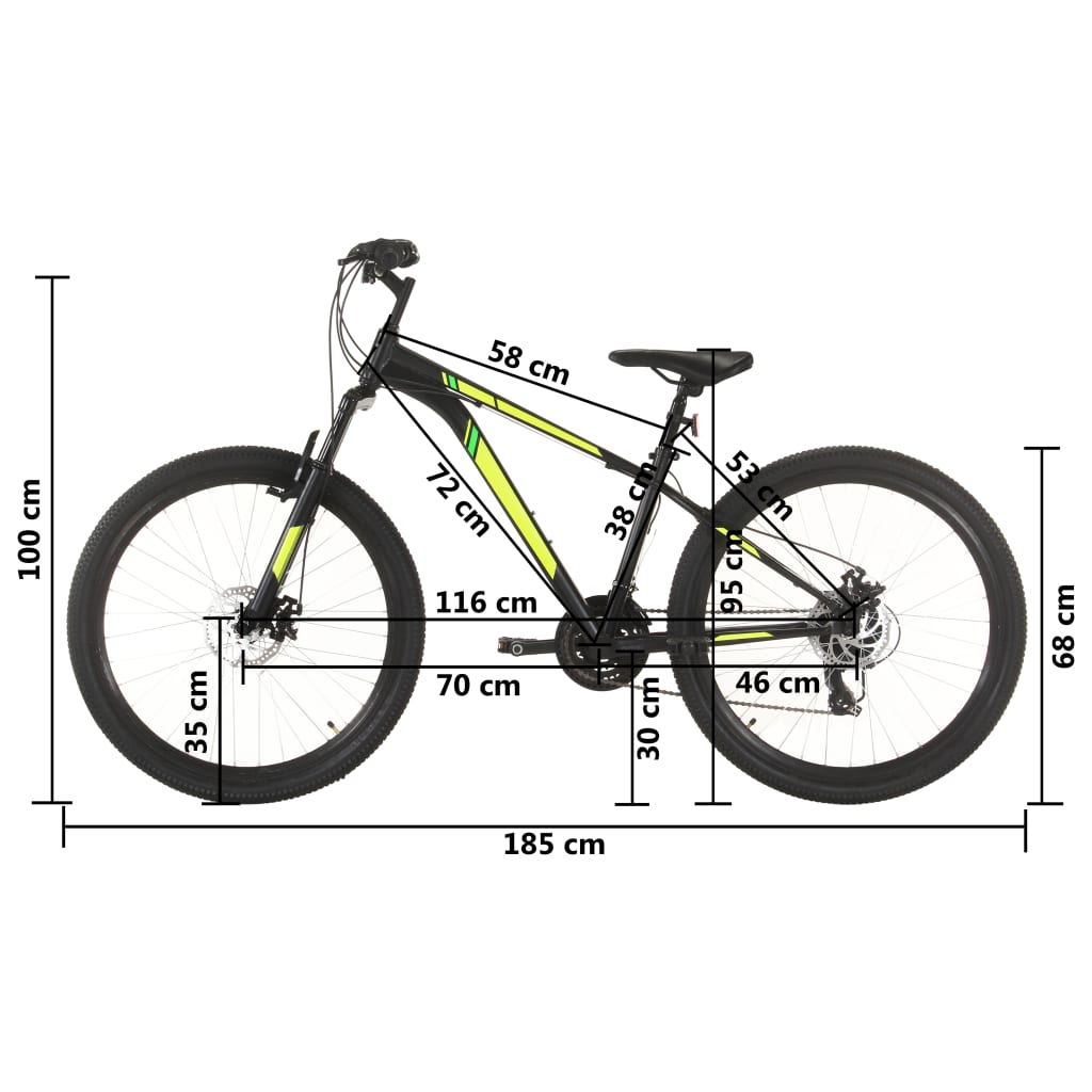 vidaXL Bicicletă montană cu 21 viteze, roată 27,5 inci, negru, 38 cm