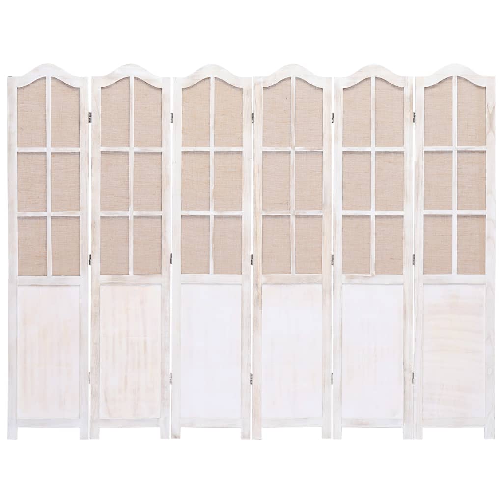 vidaXL Paravan de cameră cu 6 panouri, alb, 210 x 165 cm, textil