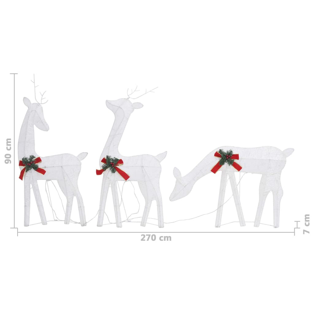 vidaXL Familie reni de Crăciun, argintiu/alb rece, 270x7x90 cm, plasă
