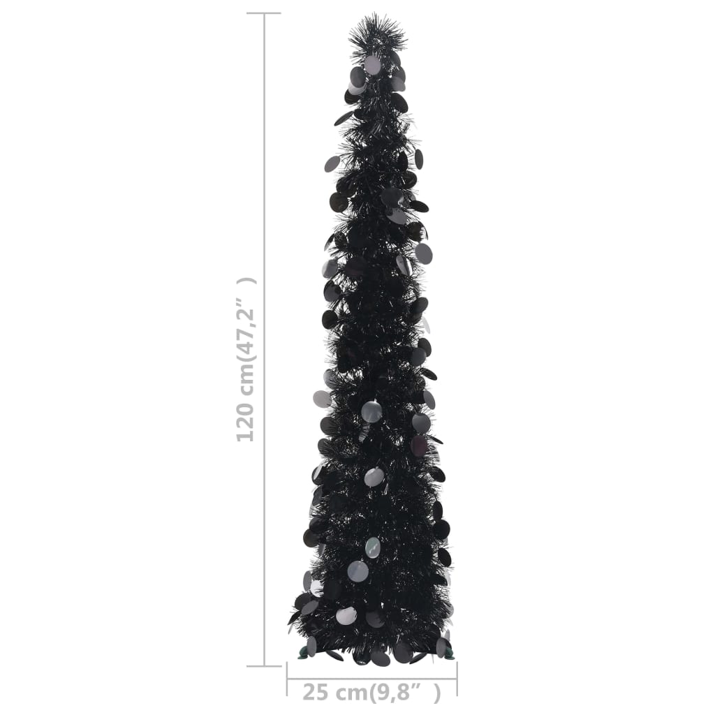 vidaXL Brad de Crăciun artificial tip pop-up, negru, 120 cm, PET