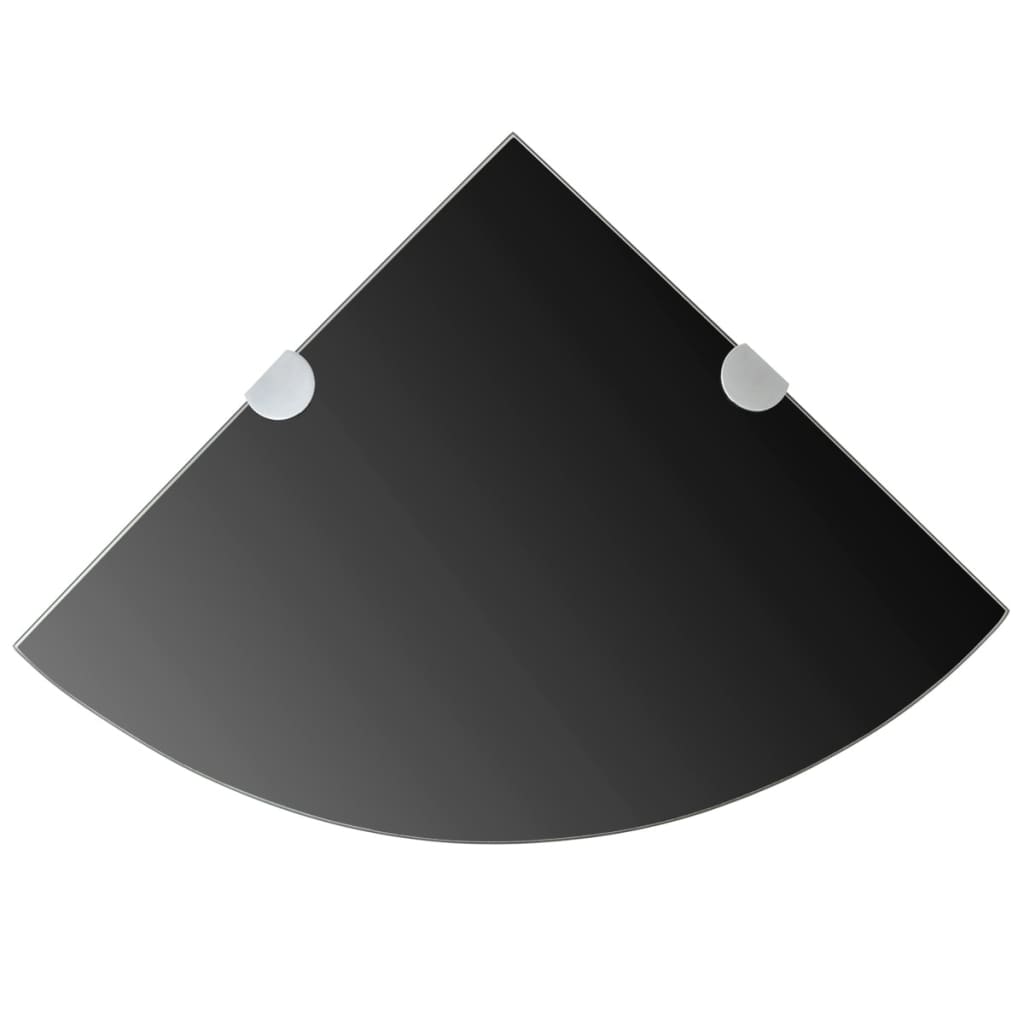 vidaXL Rafturi de colț cu suporturi crom 2 buc. negru 25x25 cm sticlă