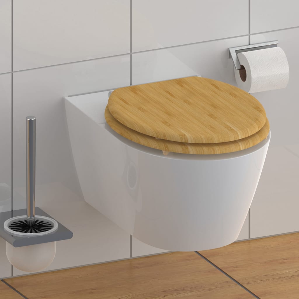 SCHÜTTE Scaun de toaletă cu închidere silențioasă NATURAL BAMBOO