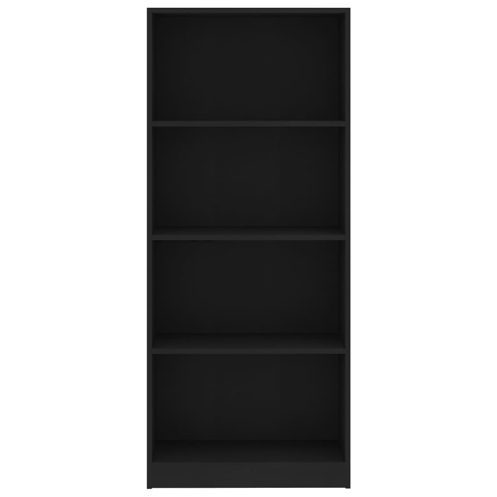 vidaXL Bibliotecă cu 4 rafturi, negru, 60 x 24 x 142 cm, PAL