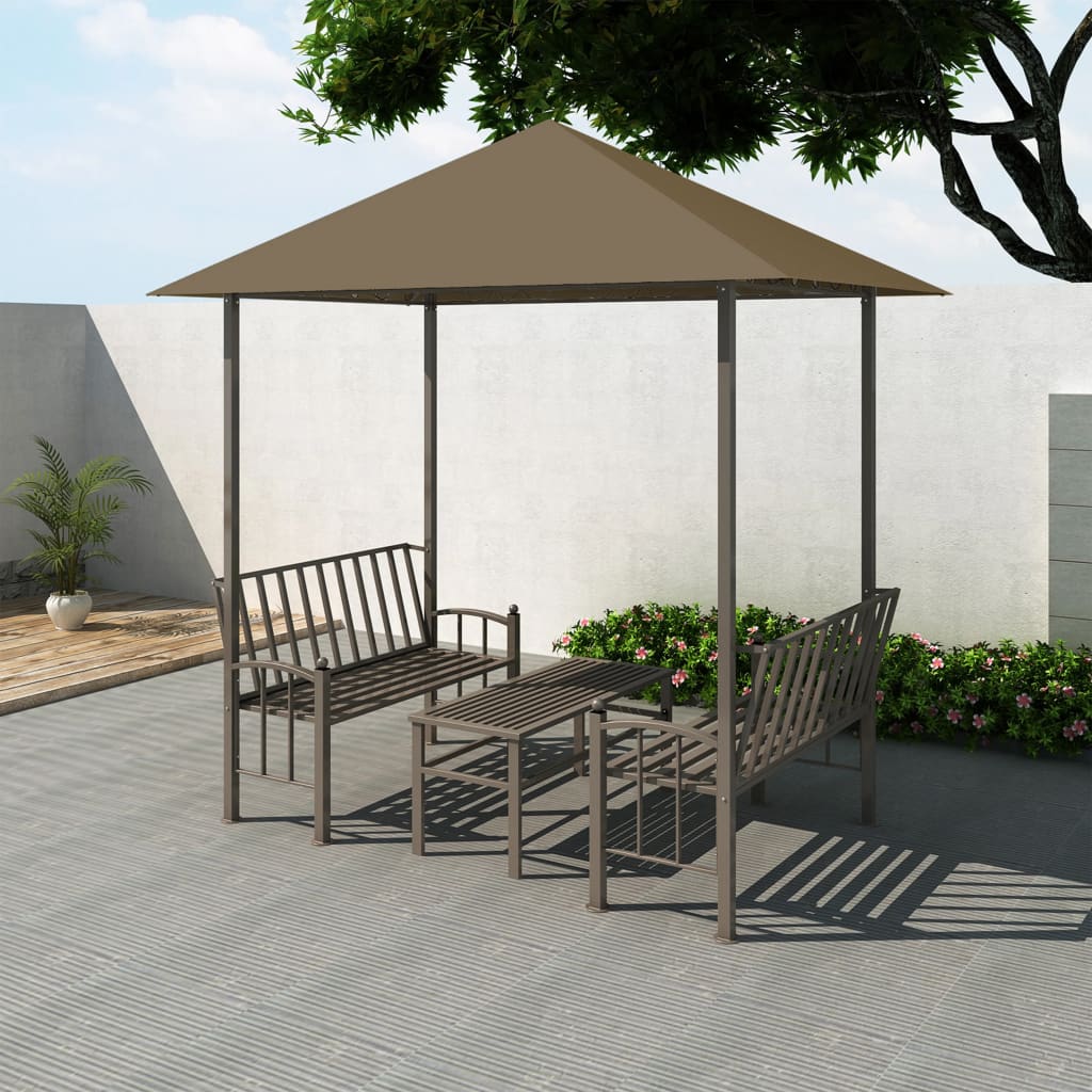 vidaXL Pavilion grădină masă/bănci, gri taupe, 2,5x1,5x2,4 m, 180 g/m²