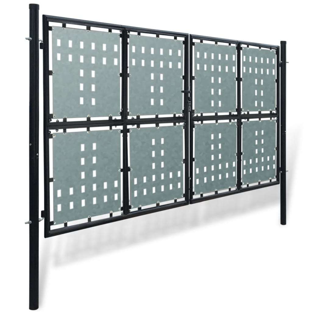 vidaXL Poartă de gard cu o ușă, negru, 300x250 cm