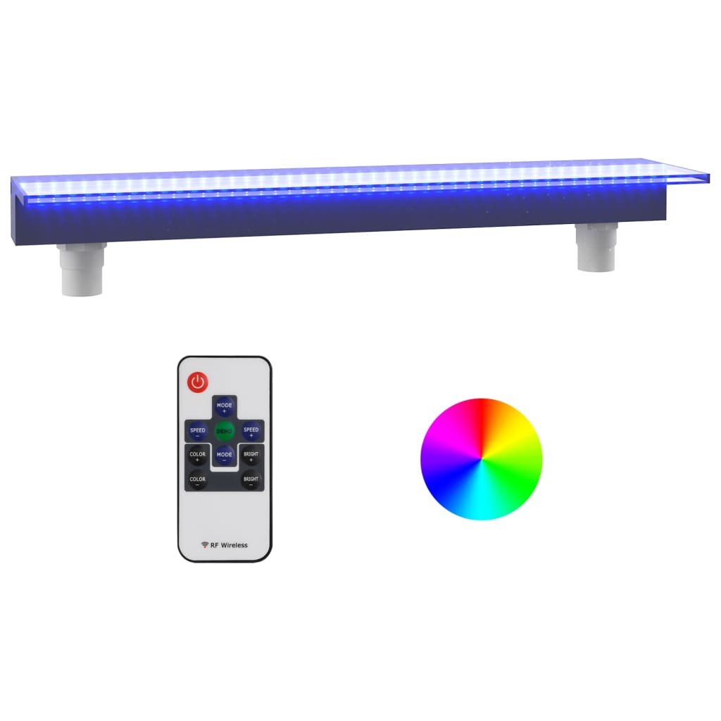 vidaXL Deversor de cascadă cu LED-uri RGB, acrilic, 90 cm