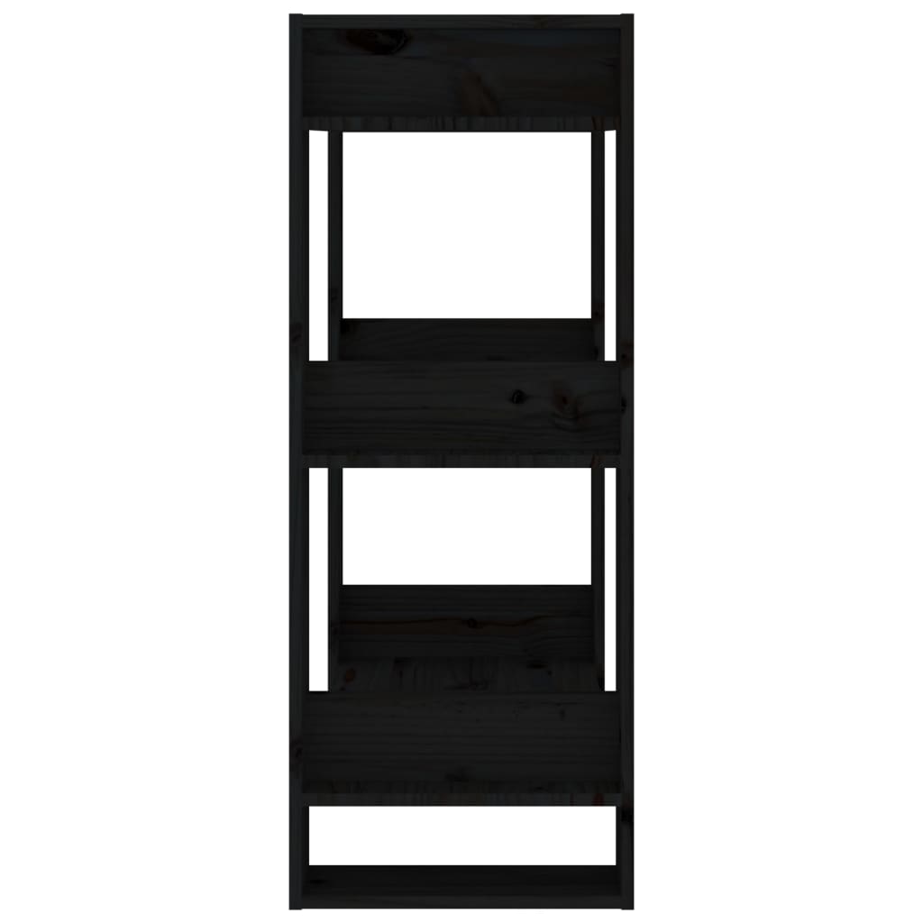 vidaXL Bibliotecă/Separator cameră,negru, 60x35x91 cm, lemn masiv pin