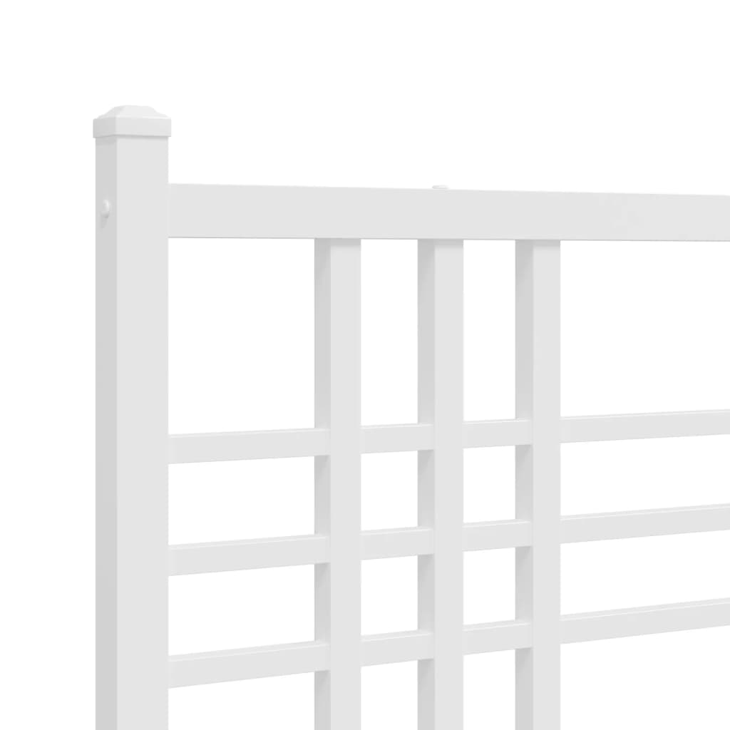 vidaXL Cadru de pat metalic cu tăblie, alb, 90x190 cm