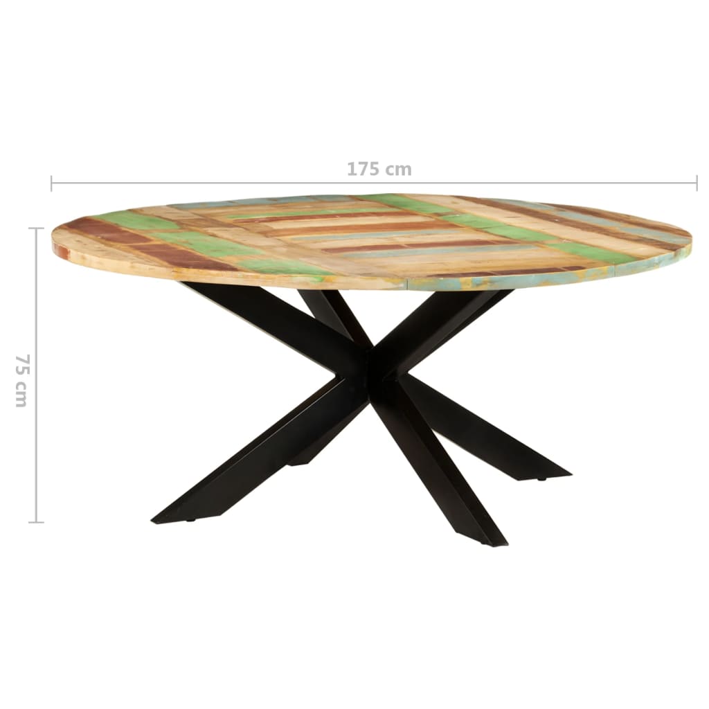 vidaXL Masă de bucătărie, 175x75 cm, lemn masiv reciclat, rotundă