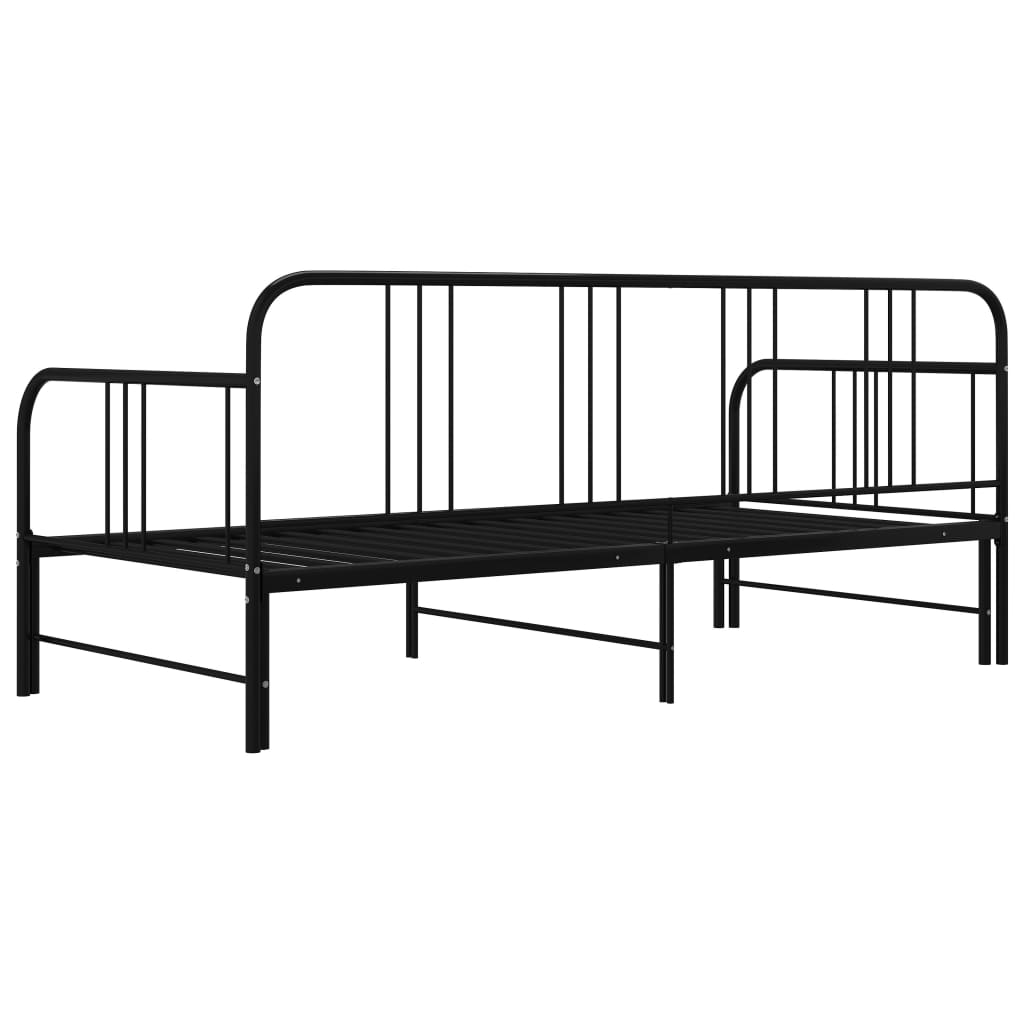 vidaXL Cadru pat canapea extensibilă, negru, 90 x 200 cm, metal