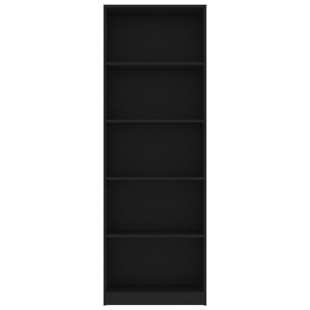 vidaXL Bibliotecă cu 5 rafturi, negru, 60 x 24 x 175 cm, PAL