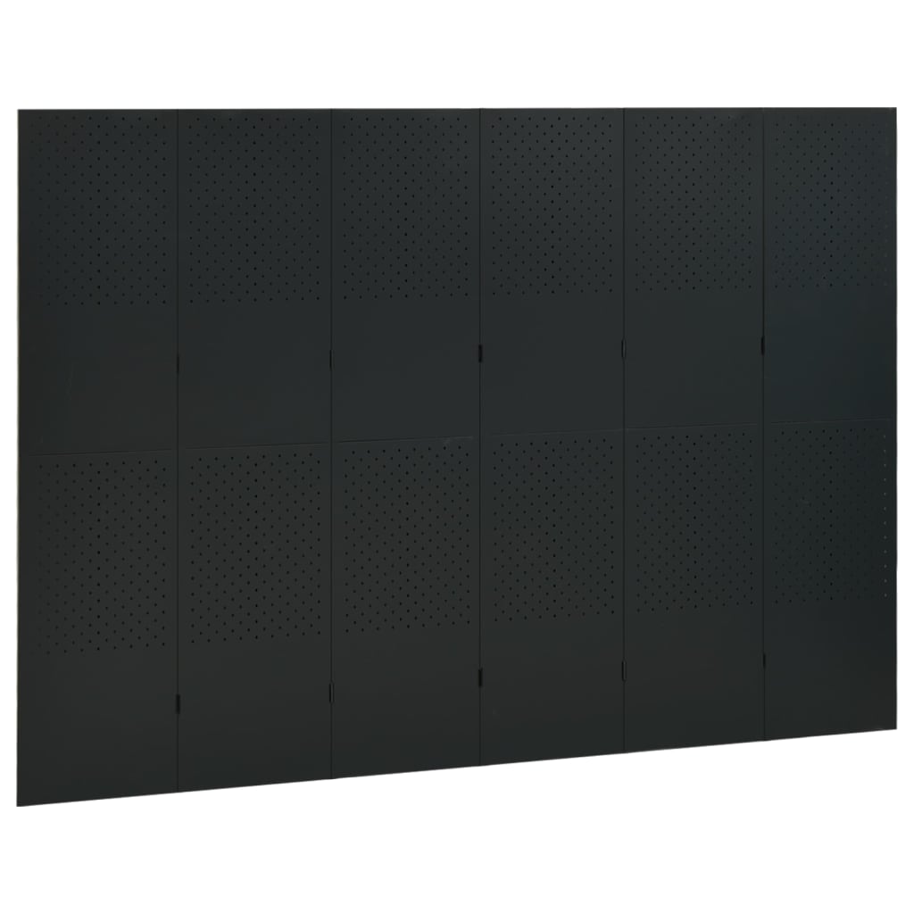 vidaXL Paravane de cameră cu 6 panouri,2 buc., negru, 240x180 cm, oțel