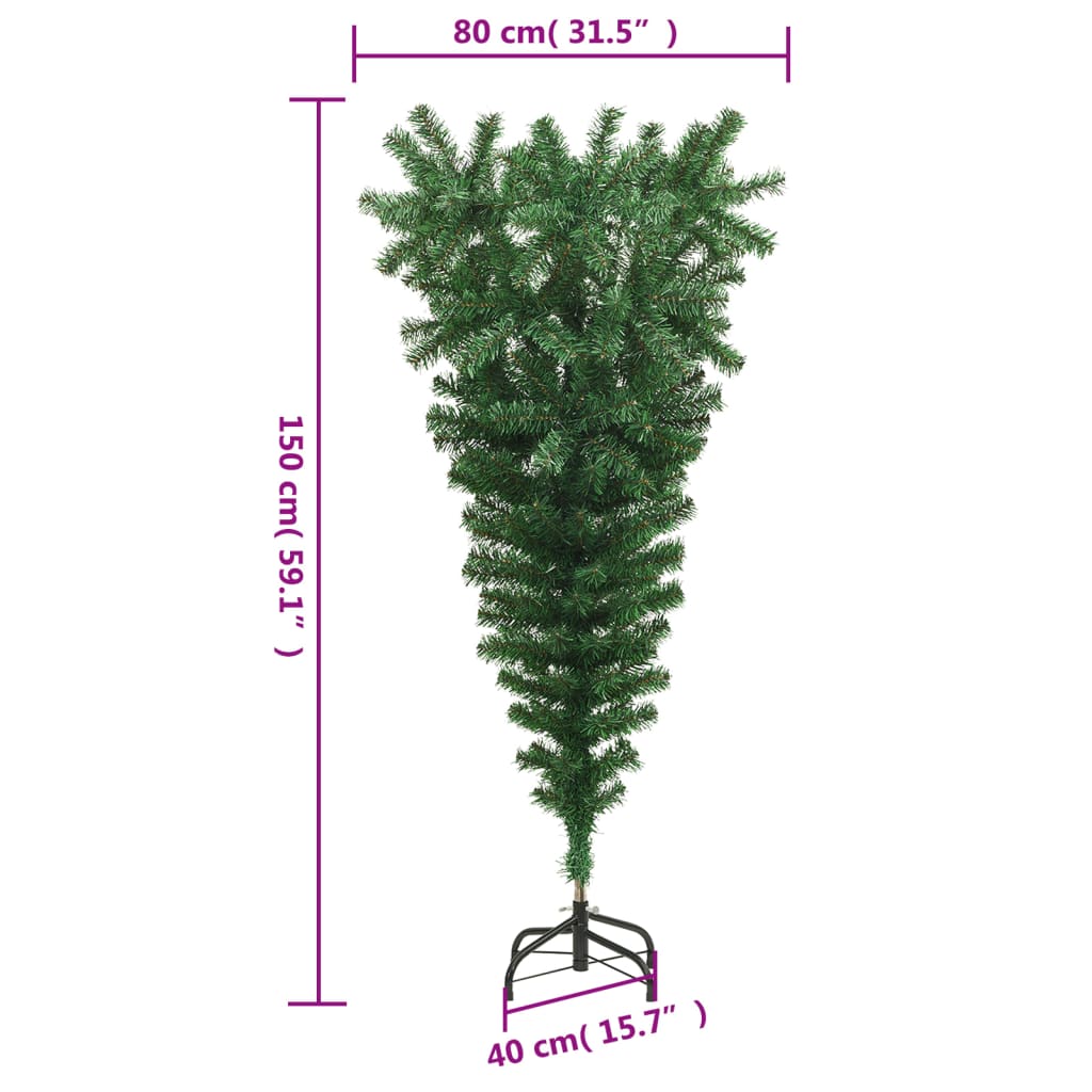 vidaXL Pom de Crăciun artificial inversat, cu suport, verde, 150 cm