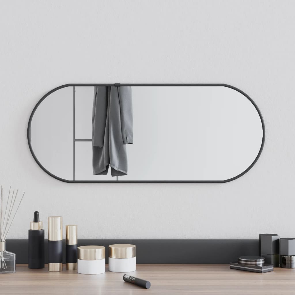vidaXL Oglindă de perete, negru, 60x25 cm, ovală