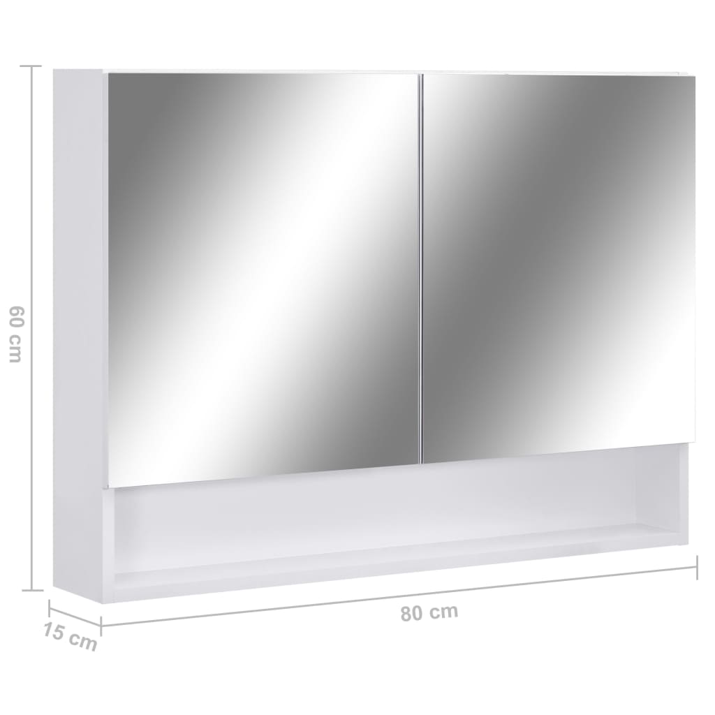 vidaXL Dulap de baie cu oglindă și LED-uri, alb, 80x15x60 cm, MDF