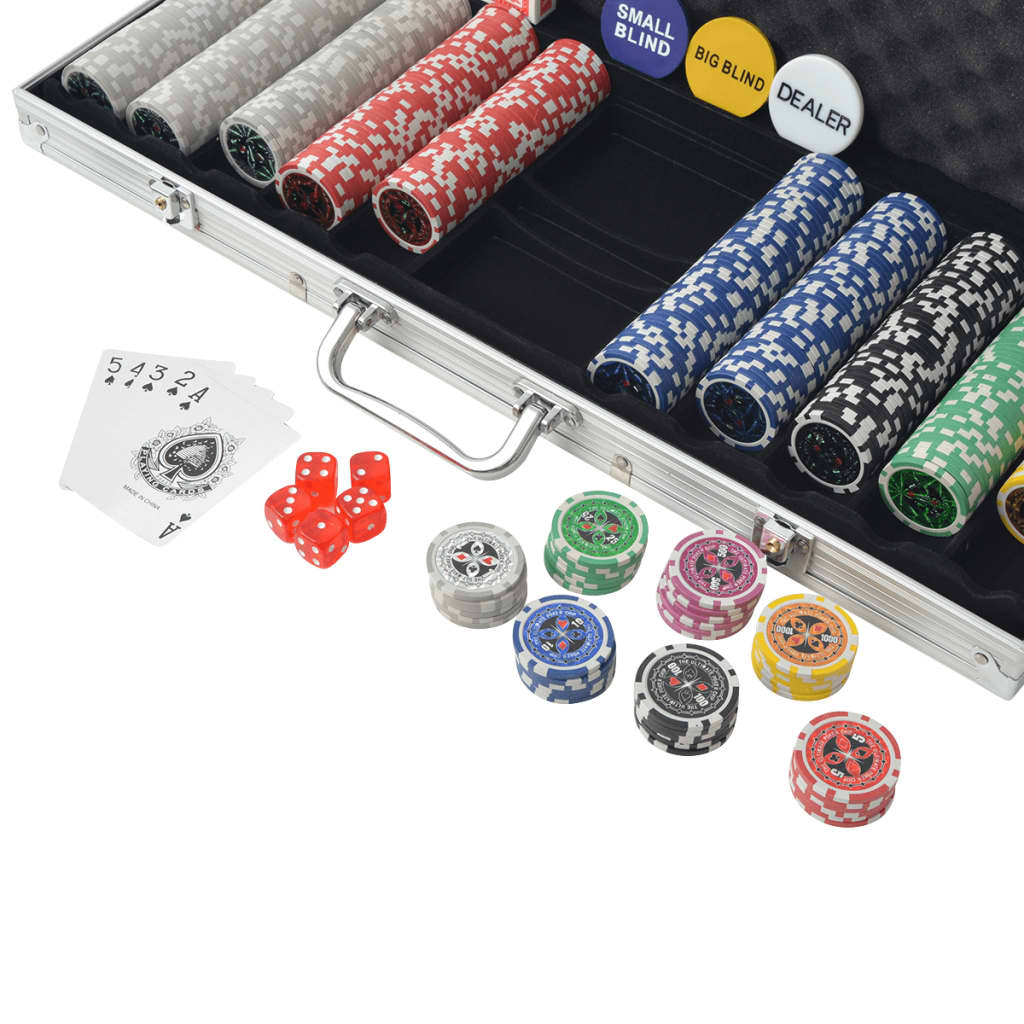 vidaXL Set de poker cu 500 de jetoane cu laser din aluminiu