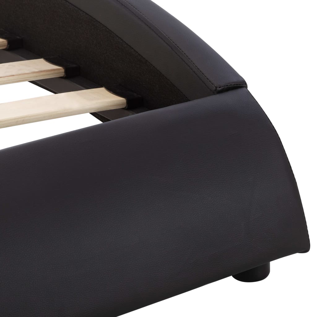 vidaXL Cadru de pat cu LED, negru, 100 x 200 cm, piele ecologică