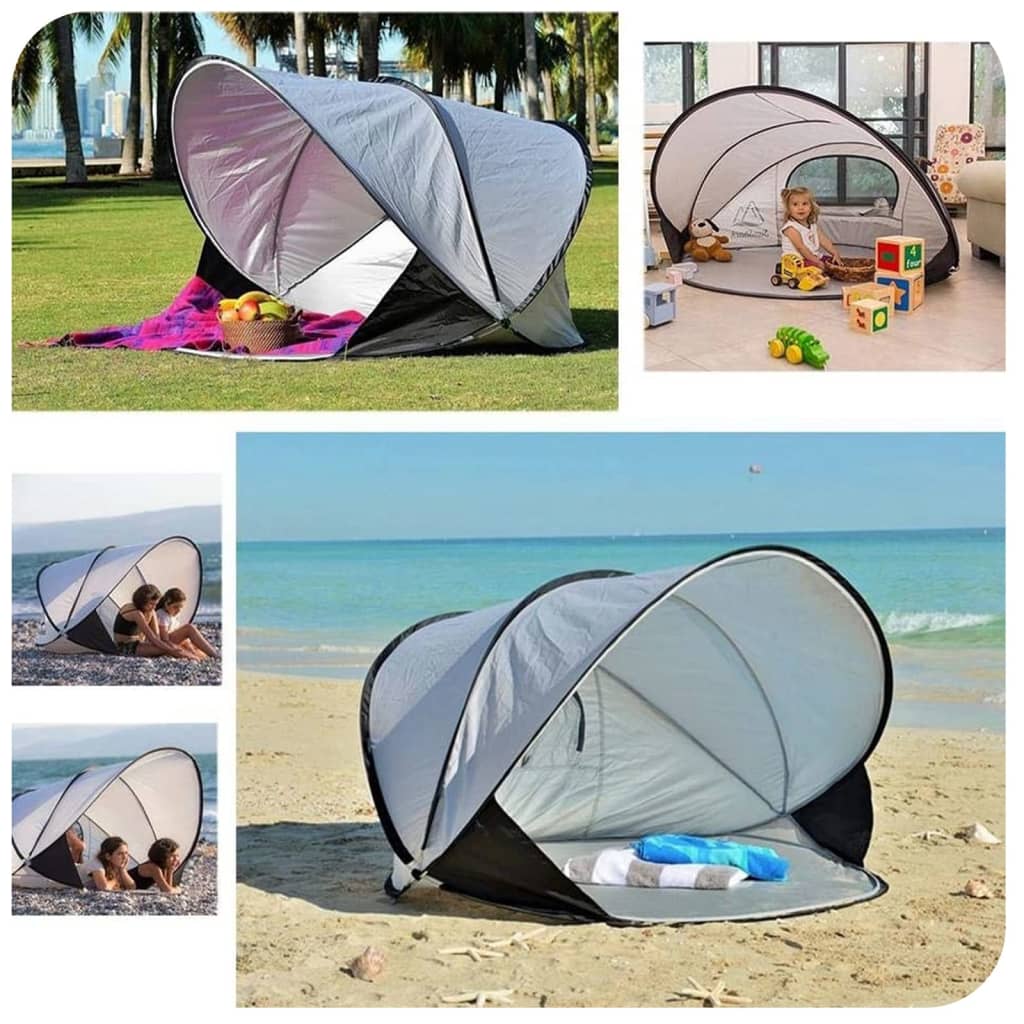 442154 DERYAN Pop-up Luxe Beach Tent XXL 155x133x95 cm Silver