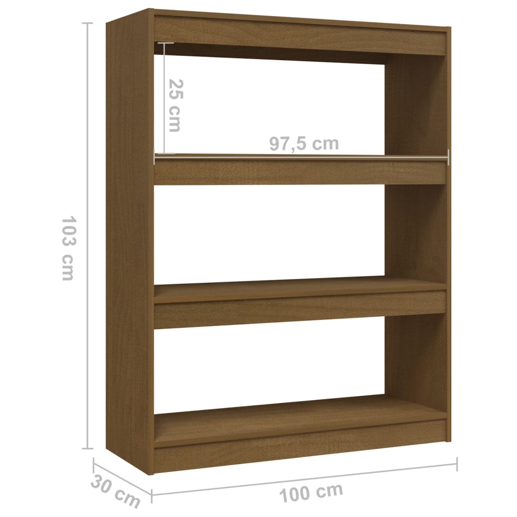 vidaXL Bibliotecă/Separator cameră, maro miere, 100x30x103 cm lemn pin