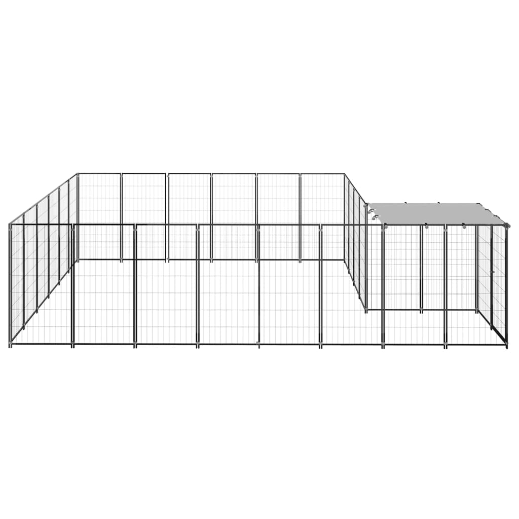 vidaXL Padoc pentru câini, negru, 12,1 m², oțel