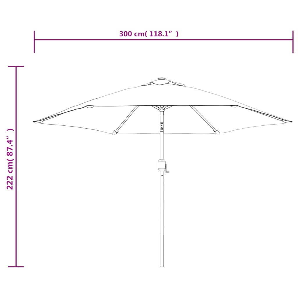 vidaXL Umbrelă de soare de exterior cu stâlp metalic, negru, 300 cm
