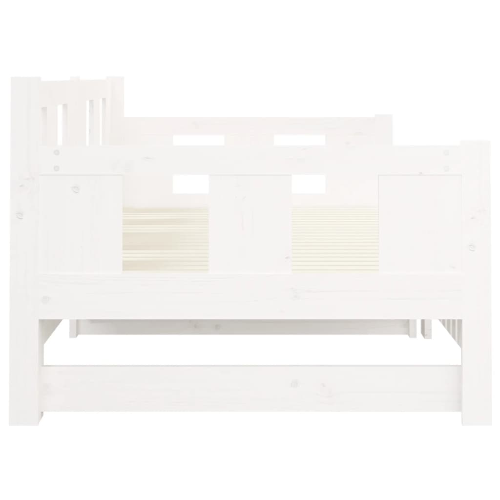 vidaXL Pat extensibil de zi, alb, 2x(80x200) cm, lemn masiv de pin