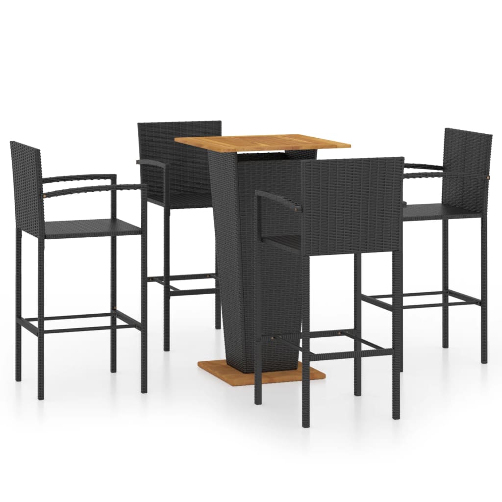 vidaXL Set mobilier bar de gradină, 5 piese, negru