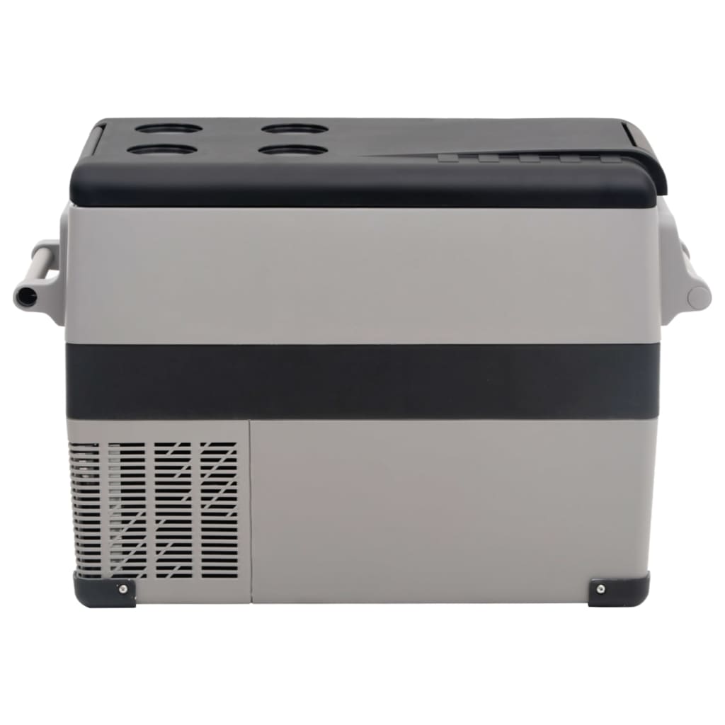 vidaXL Ladă frigorifică cu mâner, negru și gri, 55 L, PP și PE