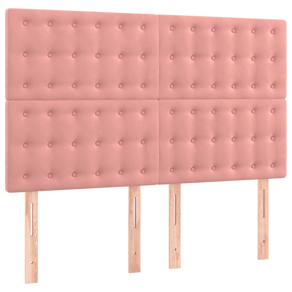 vidaXL Tăblii de pat, 4 buc, roz, 72x5x78/88 cm, catifea
