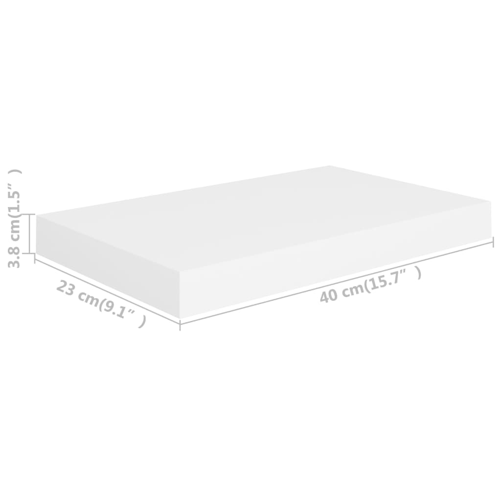 vidaXL Raft de perete suspendat, alb, 40x23x3,8 cm, MDF