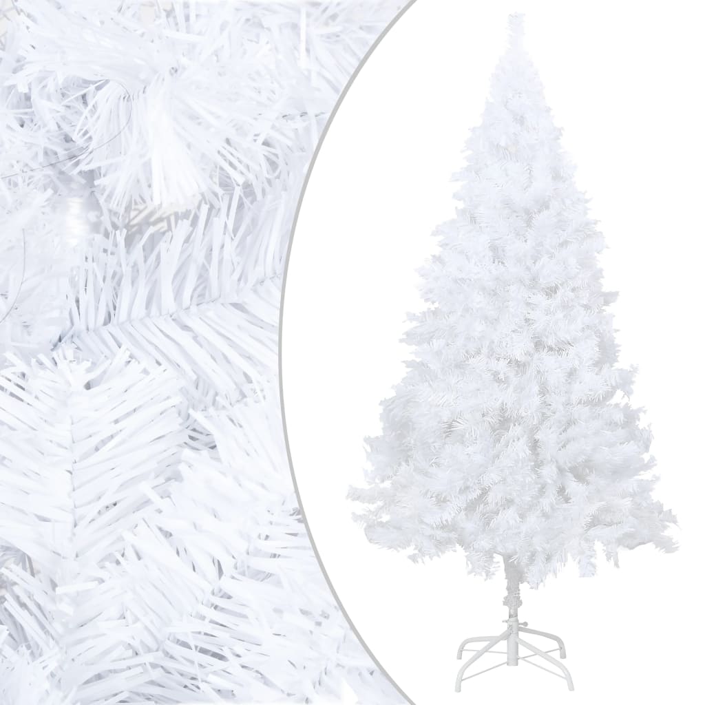 vidaXL Brad Crăciun artificial pre-iluminat ramuri groase, alb, 150 cm