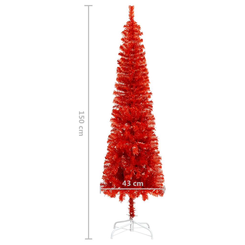 vidaXL Brad de Crăciun artificial subțire, roșu, 150 cm