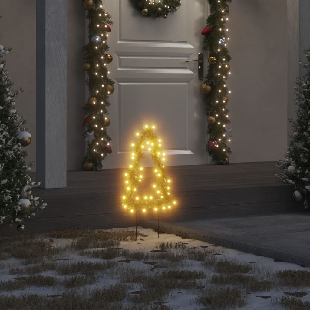 vidaXL Decor brad cu lumini de Crăciun cu țăruși 3 buc. 50 LED 30 cm