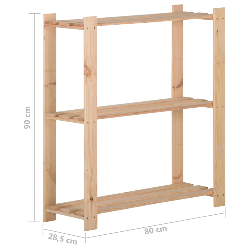 vidaXL Raft depozitare 3 niveluri, 80x28,5x90 cm, lemn masiv de pin
