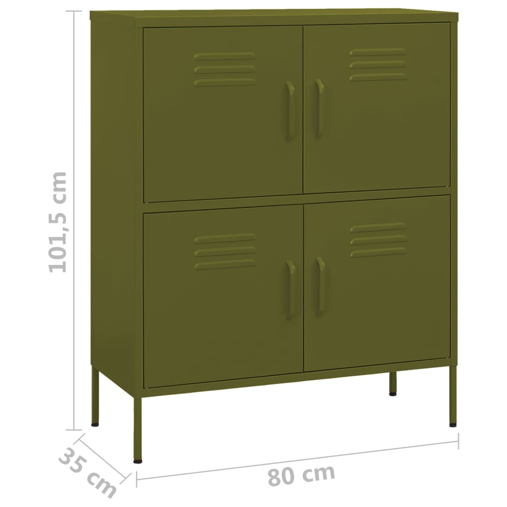 vidaXL Dulap de depozitare, verde măsliniu, 80x35x101,5 cm, oțel