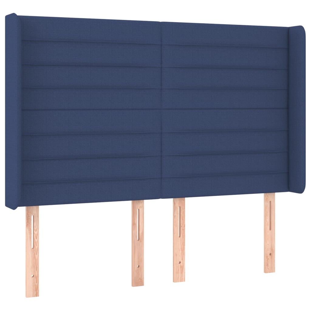vidaXL Tăblie de pat cu aripioare, albastru, 147x16x118/128 cm, textil