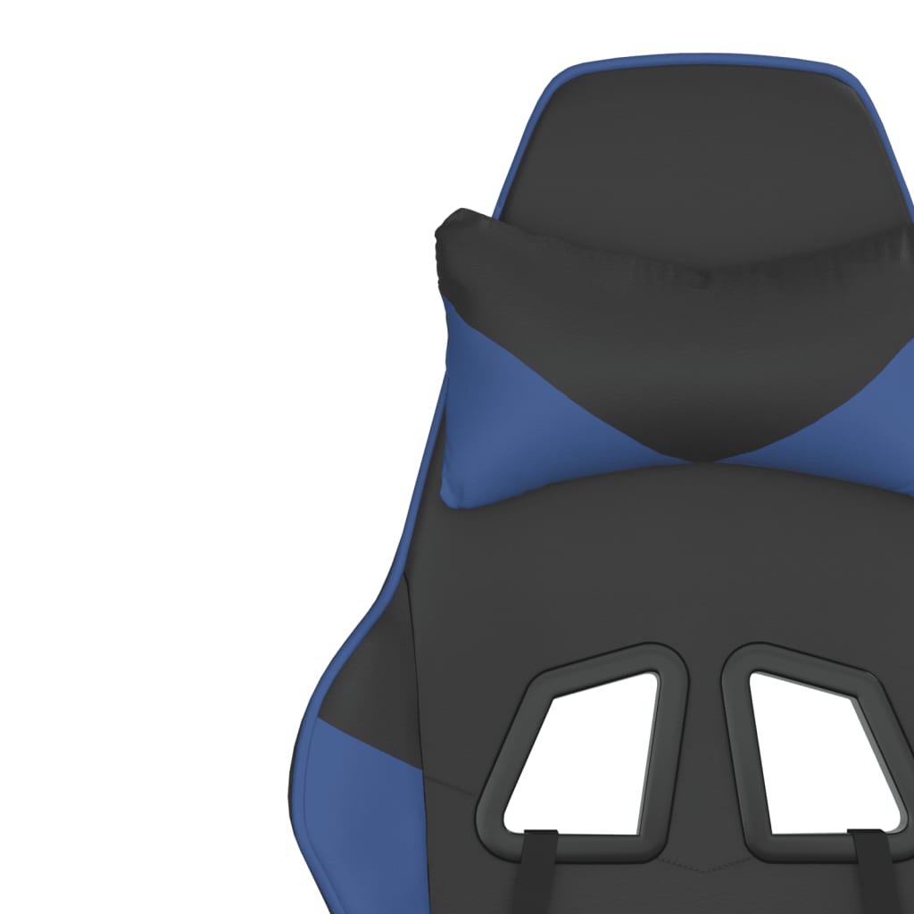 vidaXL Scaun de gaming de masaj, negru și albastru, piele ecologică