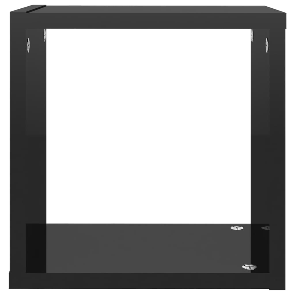 vidaXL Rafturi de perete cub, 4 buc., negru extralucios, 26x15x26 cm