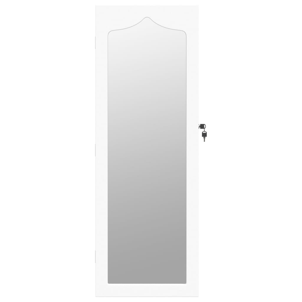 vidaXL Dulap de bijuterii cu oglindă de perete, alb, 37,5x10x106 cm
