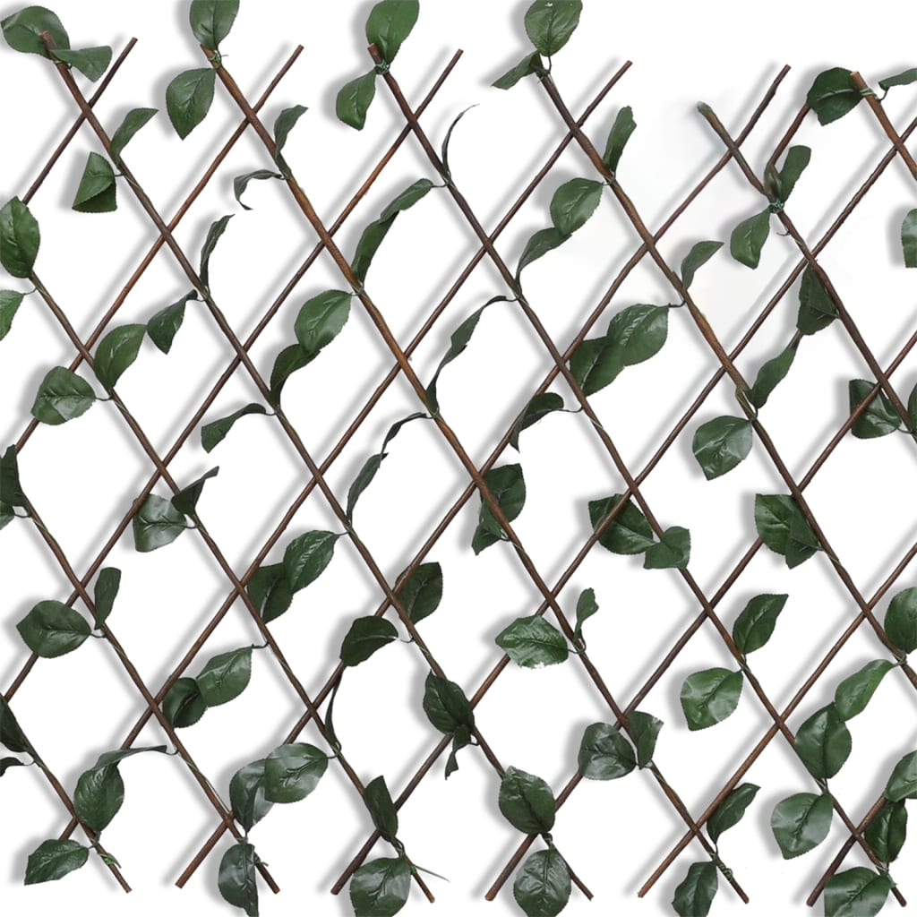 vidaXL Gard cu zăbrele, frunze artificiale, 5 buc.,180 x 90 cm, salcie