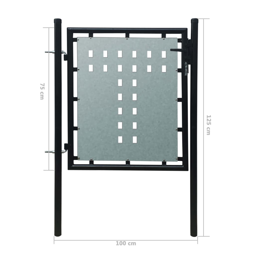 vidaXL Poartă de gard cu o ușă, negru, 100x125 cm