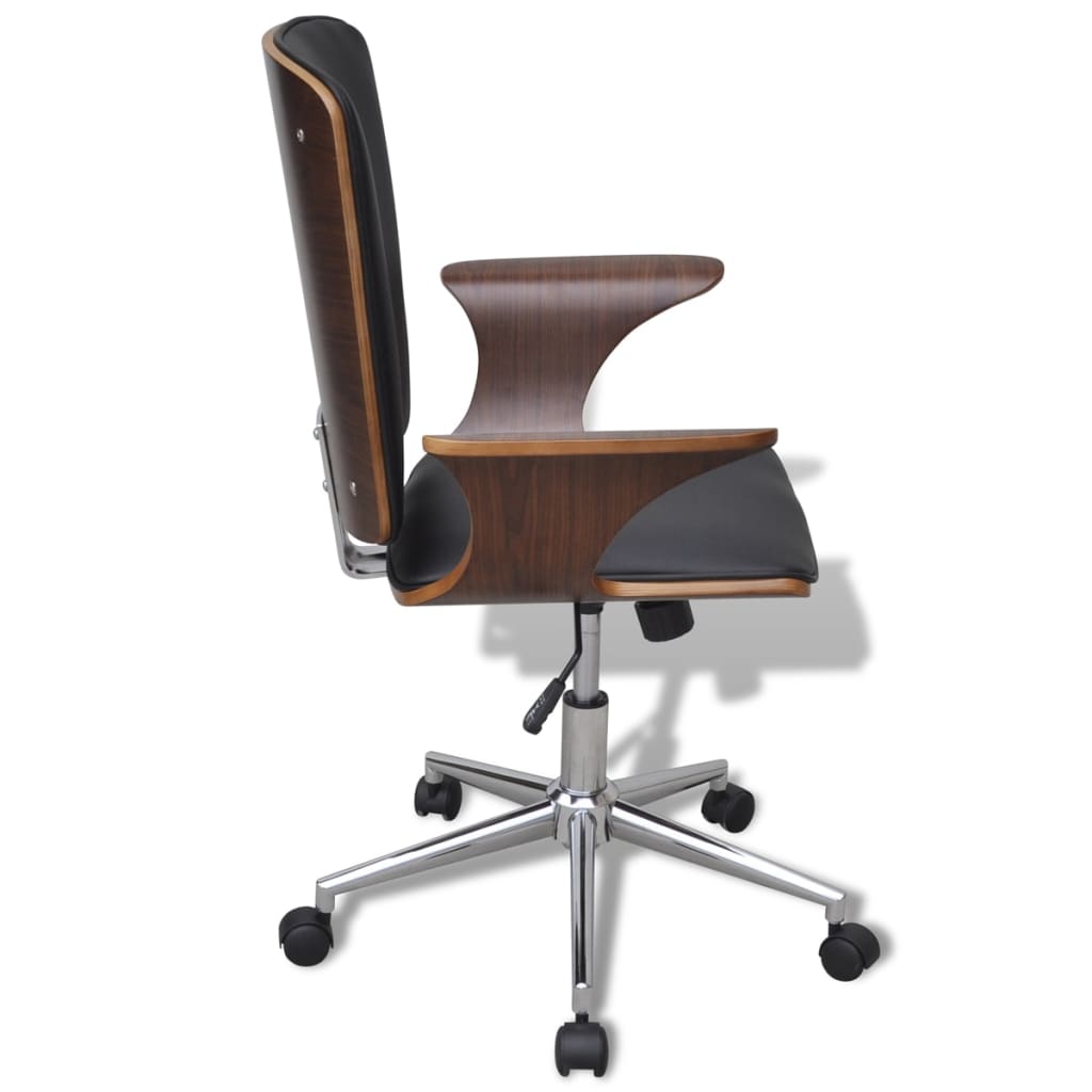 vidaXL Scaun de birou rotativ tapițerie piele ecologică și lemn curbat